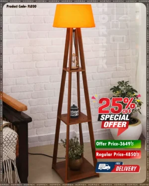 3 Layer Tripod Wooden Floor Lamp